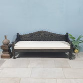 Handmade Indian Furniture Solid Mango Wood Carved Daybed Sofa Seat With Mattress